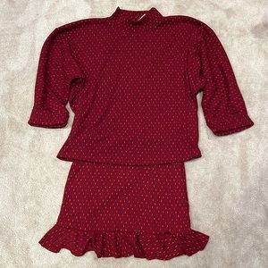 Free People Maroon Sweater and Skirt Set